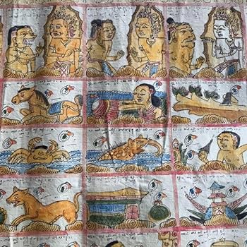 インドネシア　バリ島　絵画 インドネシアバリ島聖獣バロン絵画 木製フレーム付 約38.5cm×約